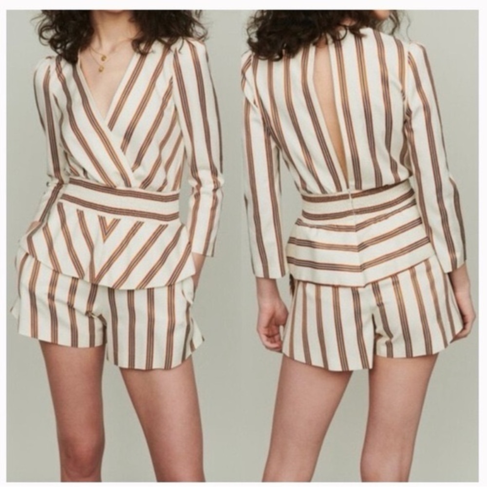 Maje XS (34 EU) Rayure Leno Stripe Romper